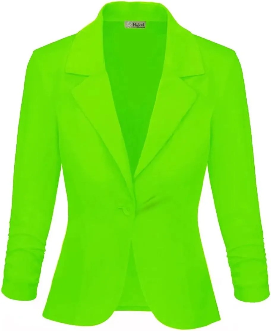 Hybrid & Company Women's Casual Work Office Blazer Lightweight Stretch Ponte Jacket Made in USA