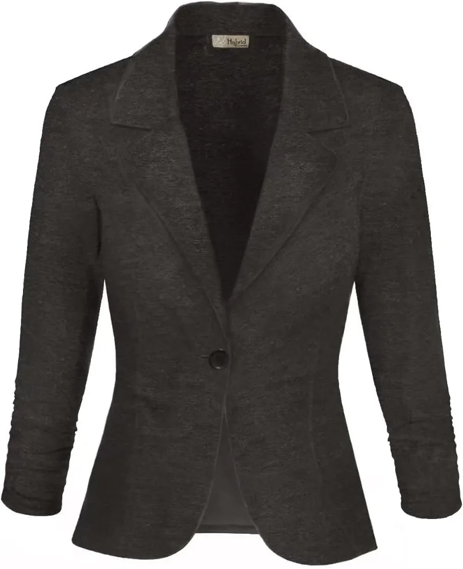 Hybrid & Company Women's Casual Work Office Blazer Lightweight Stretch Ponte Jacket Made in USA