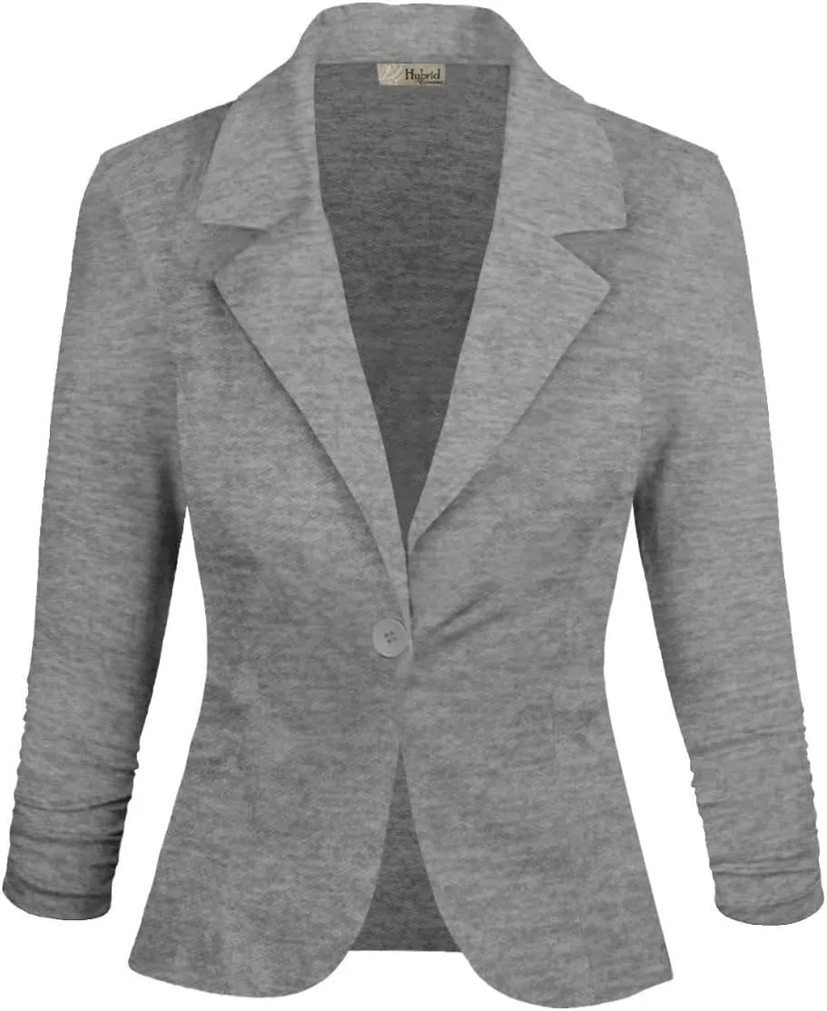 Hybrid & Company Women's Casual Work Office Blazer Lightweight Stretch Ponte Jacket Made in USA