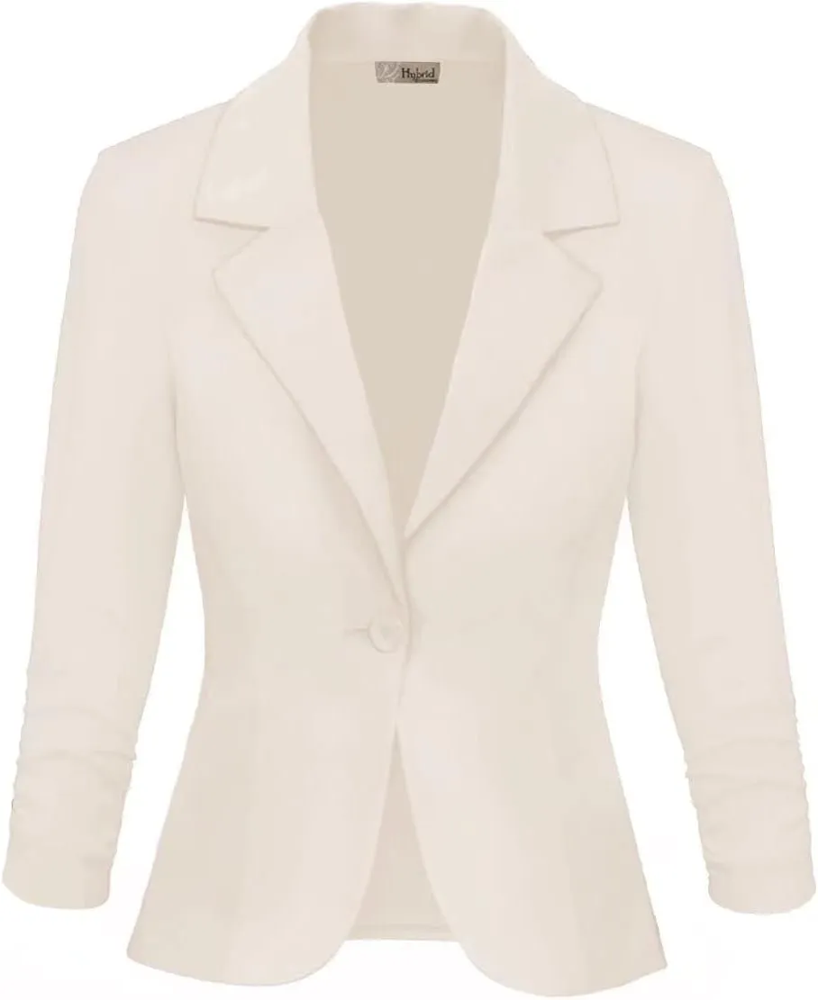 Hybrid & Company Women's Casual Work Office Blazer Lightweight Stretch Ponte Jacket Made in USA