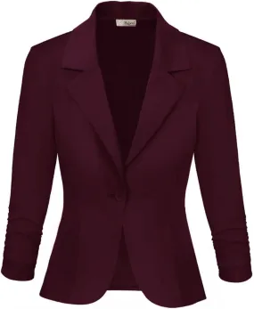 Hybrid & Company Women's Casual Work Office Blazer Lightweight Stretch Ponte Jacket Made in USA
