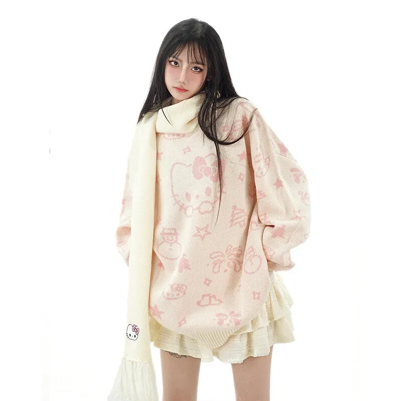 Kawaii Sweet Girl Style Kitty Printed Sweater