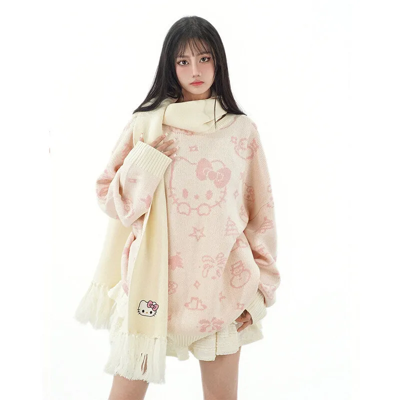 Kawaii Sweet Girl Style Kitty Printed Sweater