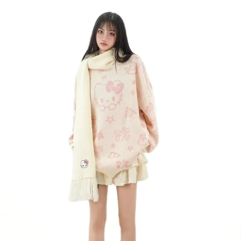 Kawaii Sweet Girl Style Kitty Printed Sweater