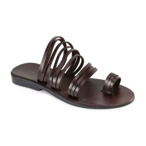 Layla - Leather Thin Strap Sandal | Brown