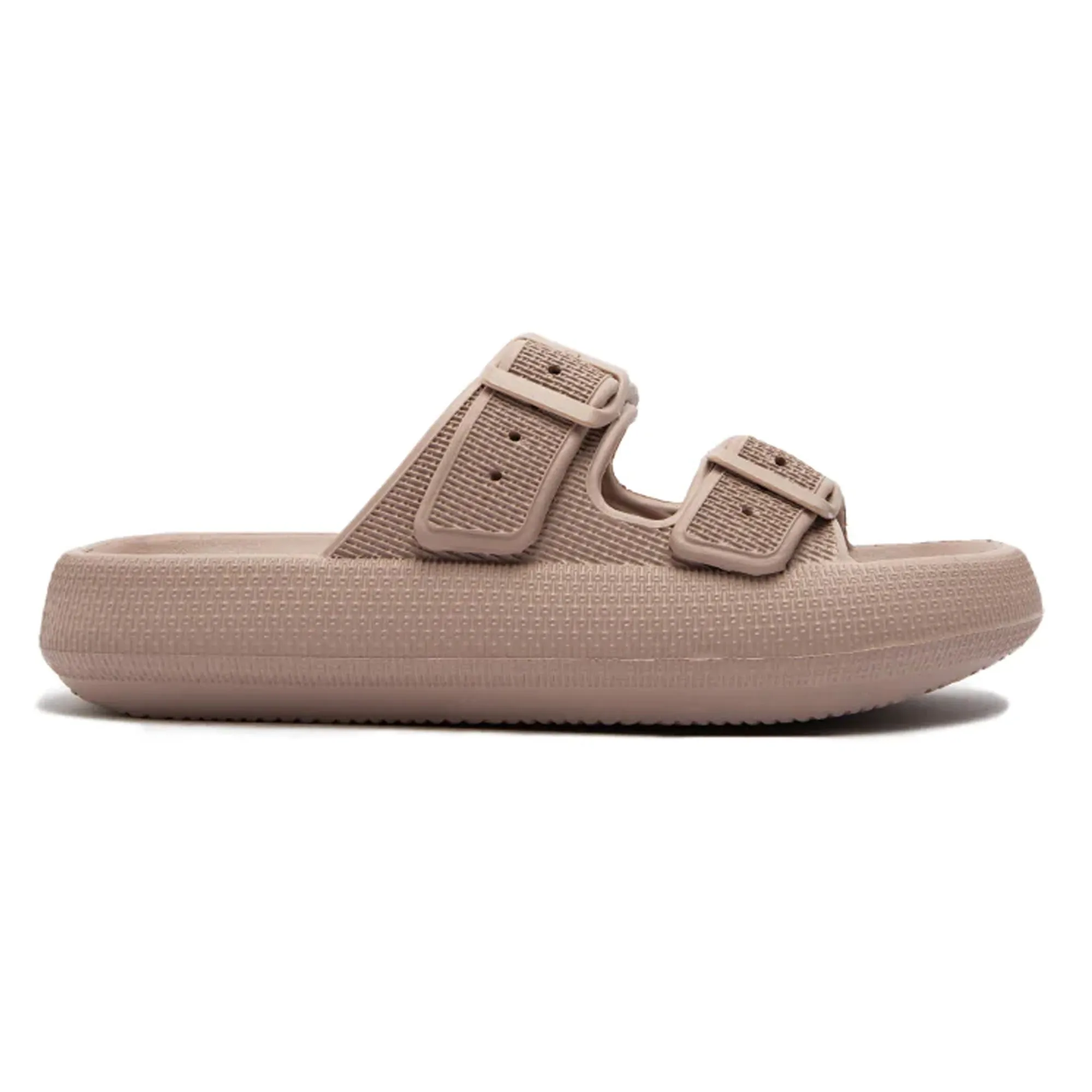 Lightweight EVA Platform Sandals Double Straps Taupe