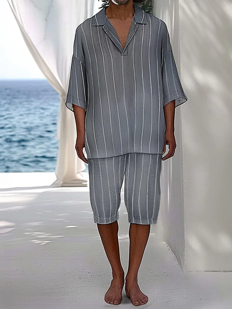 Lightweight Striped Cotton Linen Set