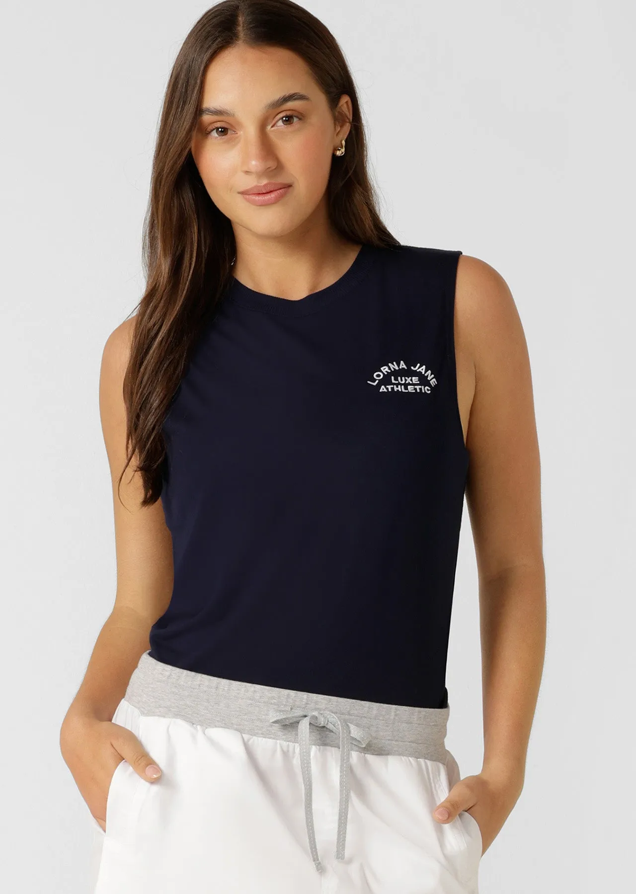 Lotus Muscle Tank Navy