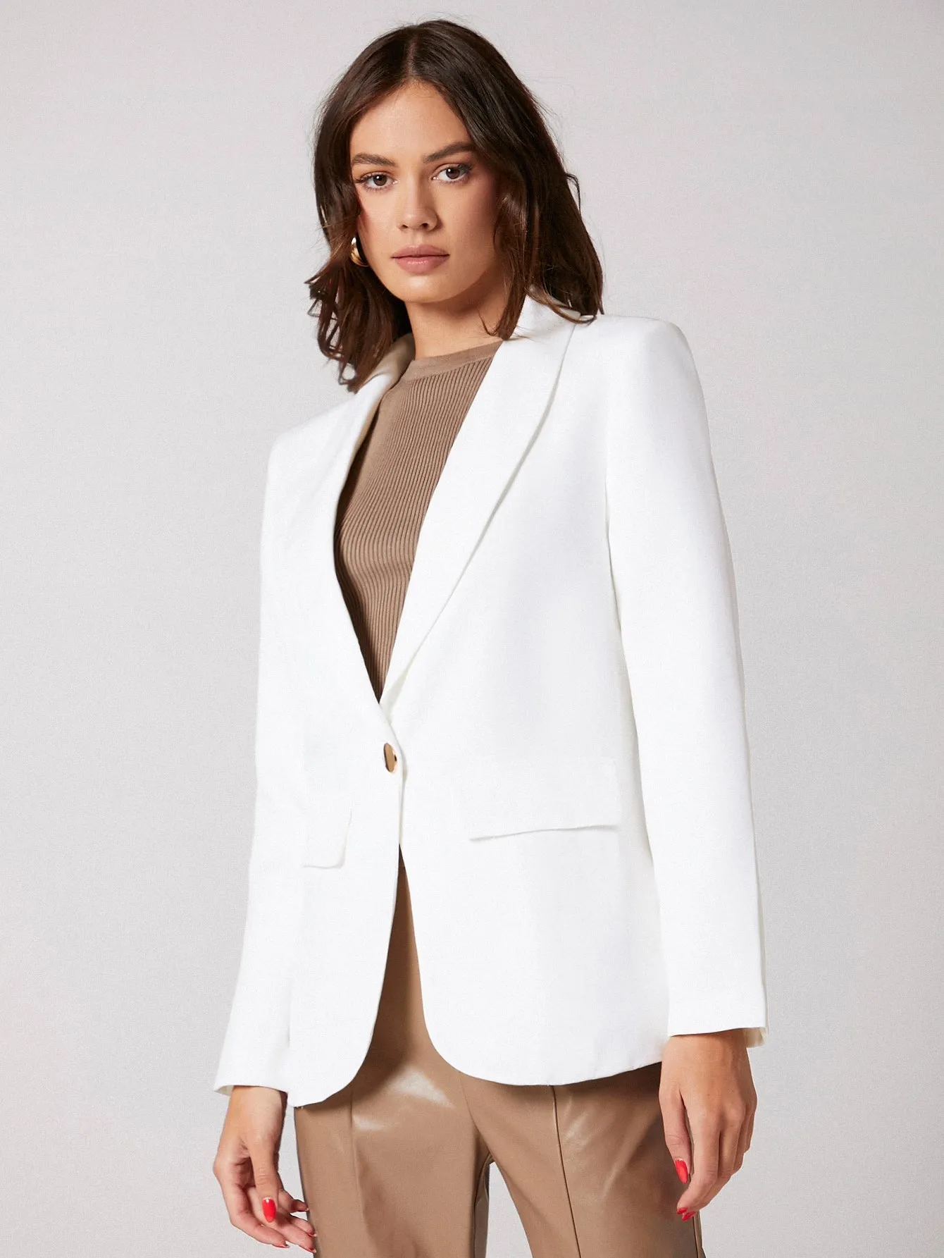 LUNE Shawl Collar Single Button Blazer