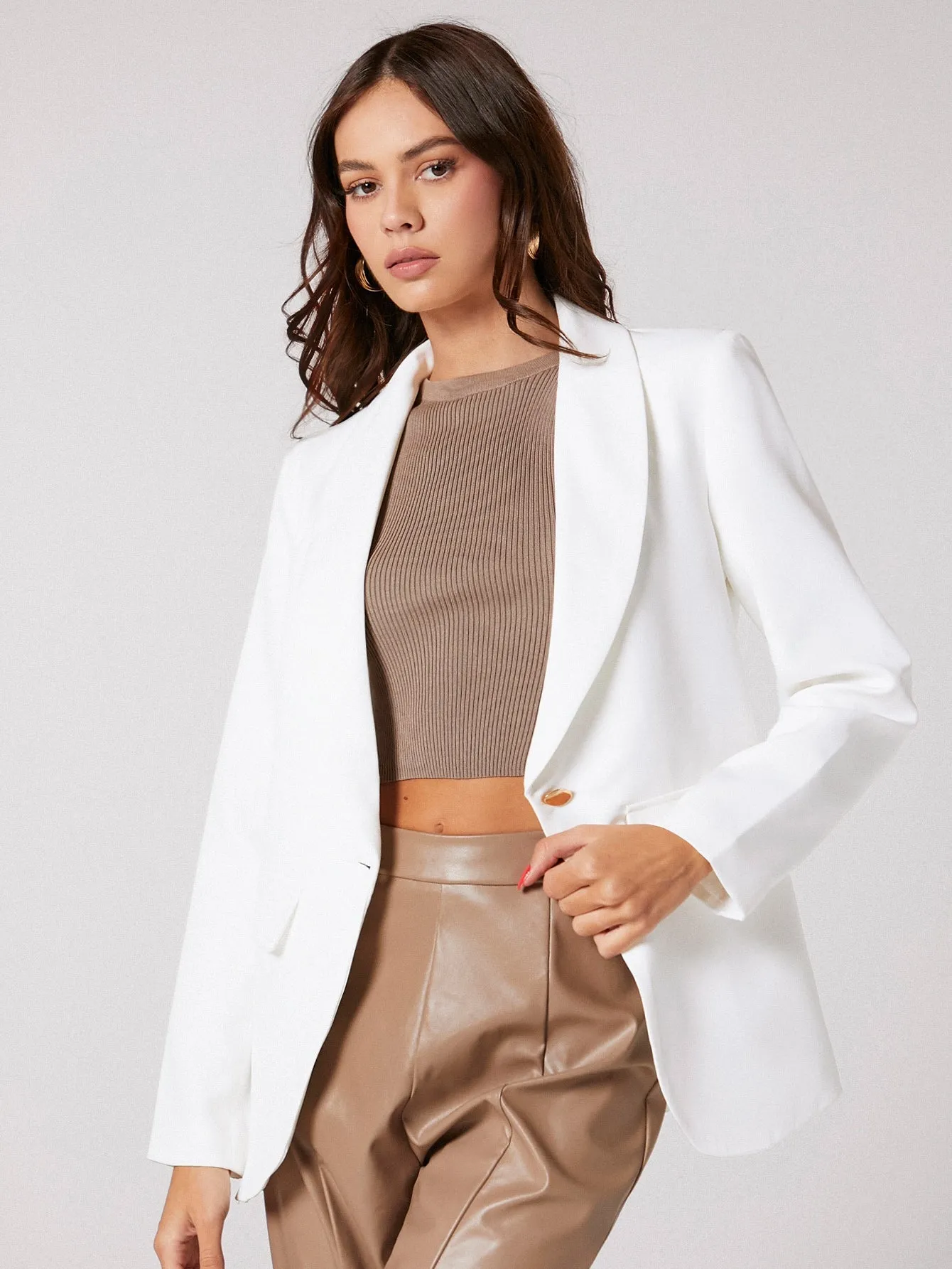 LUNE Shawl Collar Single Button Blazer