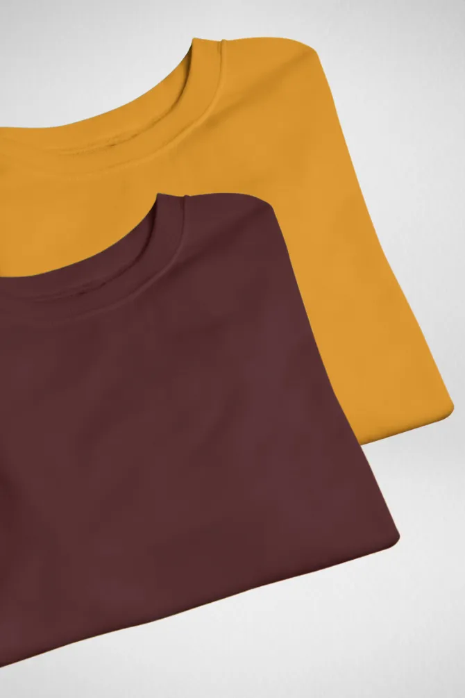 Maroon and Mustard Yellow Oversized T-Shirts Combo for Men