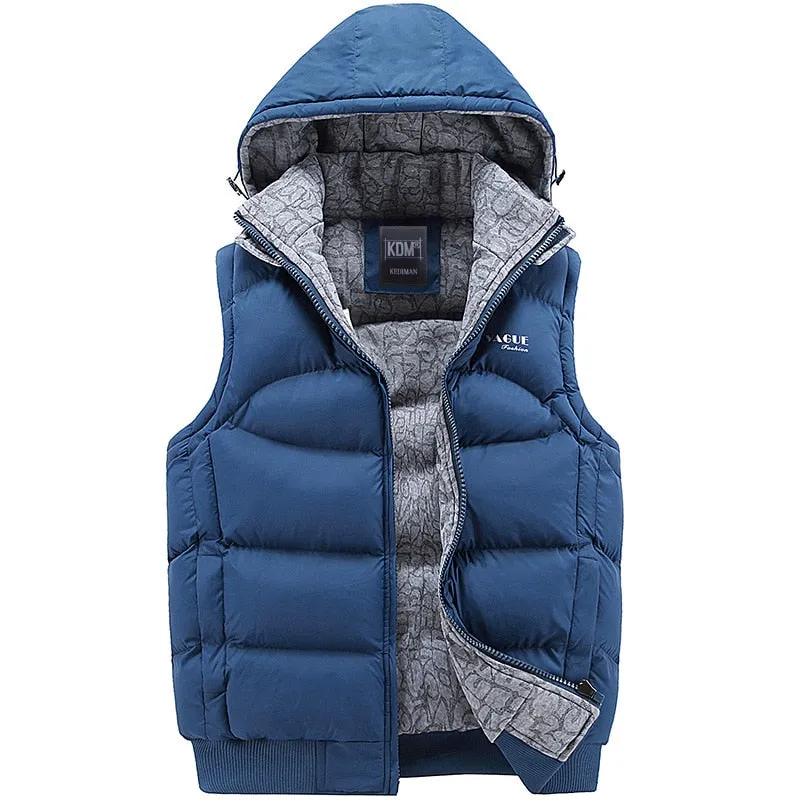 Men Hooded Warm Vest