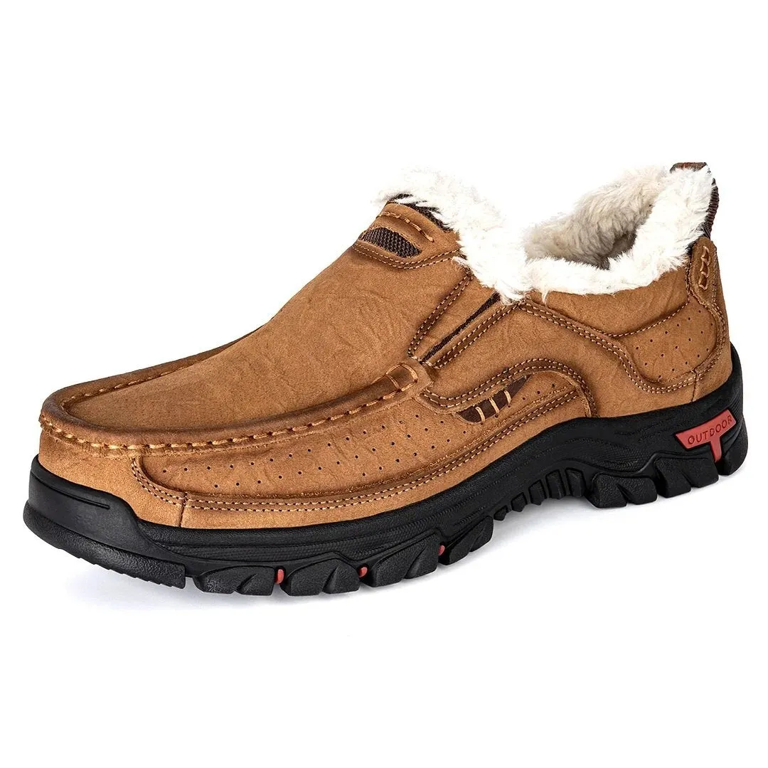 Mens Non-slip Walking Shoes Leather Lightweight Breathable Casual Loafers