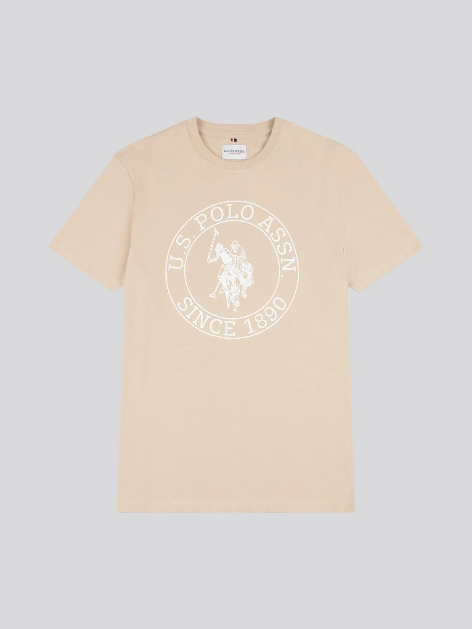 Mens USPA Circle Print T-Shirt in Doeskin