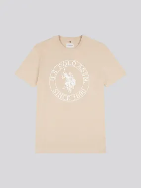 Mens USPA Circle Print T-Shirt in Doeskin
