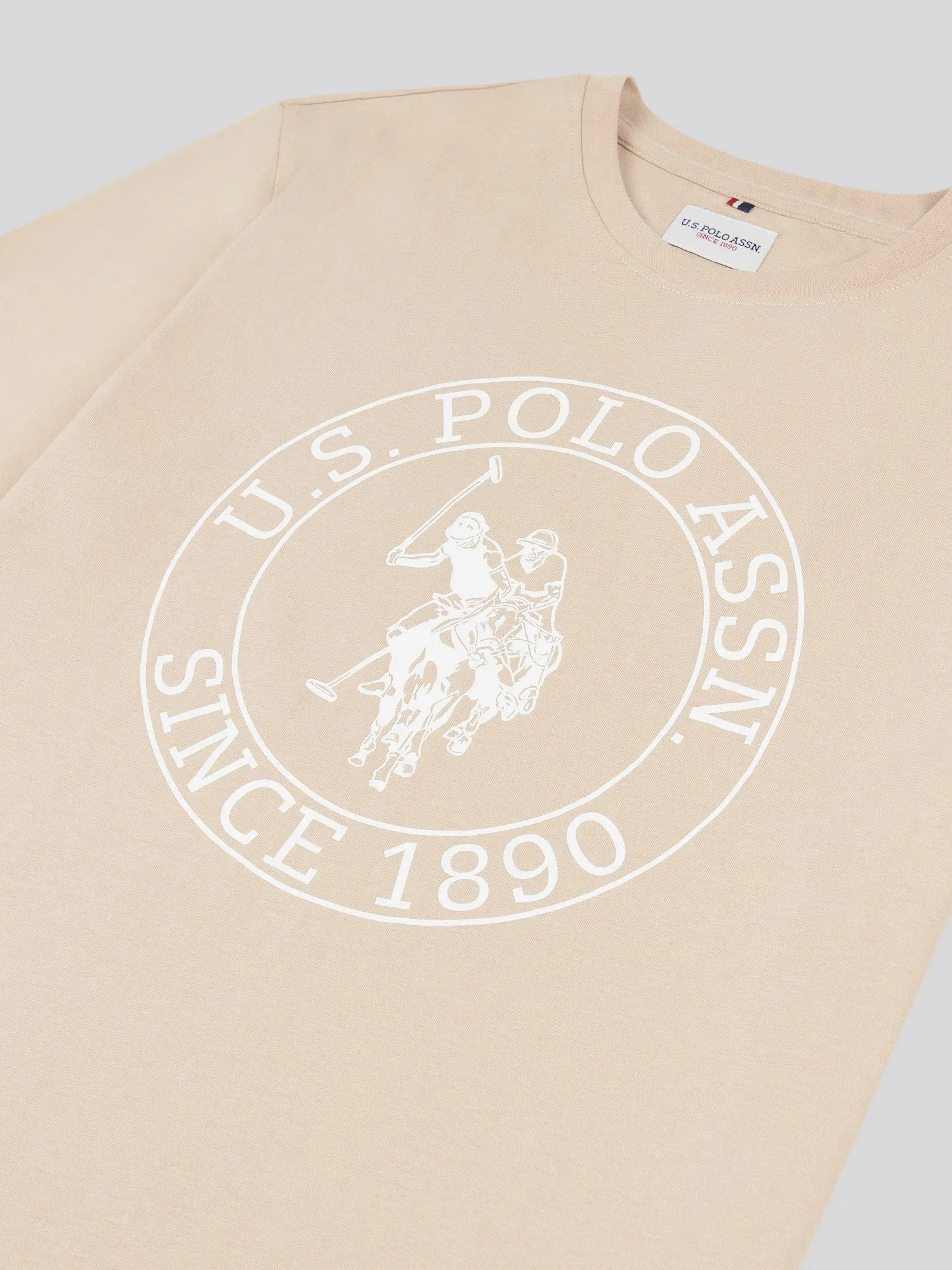 Mens USPA Circle Print T-Shirt in Doeskin
