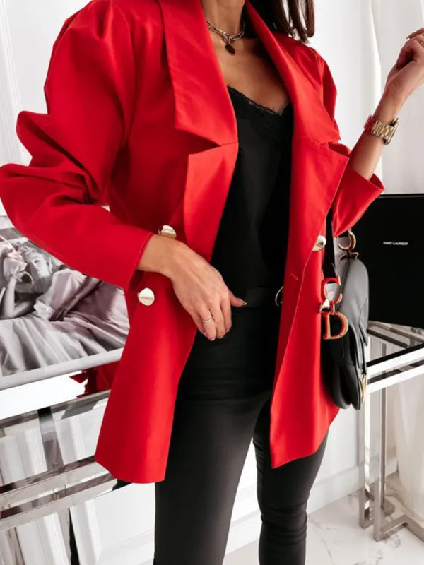 Mid-Length Blazer | Double Breasted Business Casual Jacket