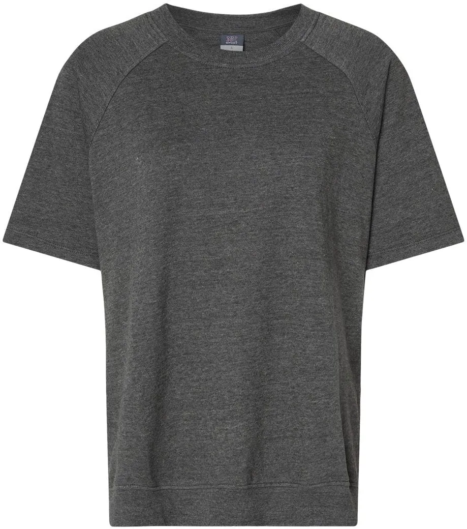 MV Sport Ladies French Terry Short Sleeve Crewneck Pullover