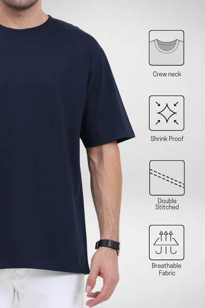 Navy Blue and Lavender Oversized T-Shirts Combo for Men