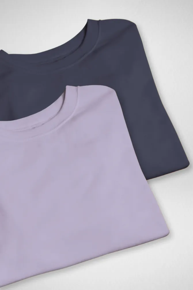 Navy Blue and Lavender Oversized T-Shirts Combo for Men