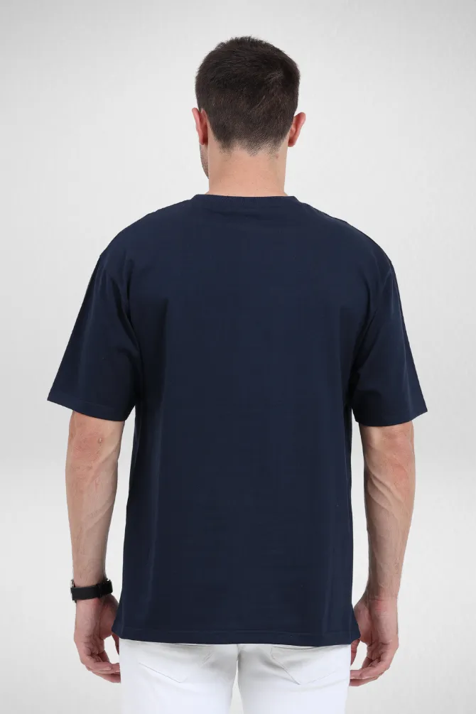 Navy Blue and Lavender Oversized T-Shirts Combo for Men