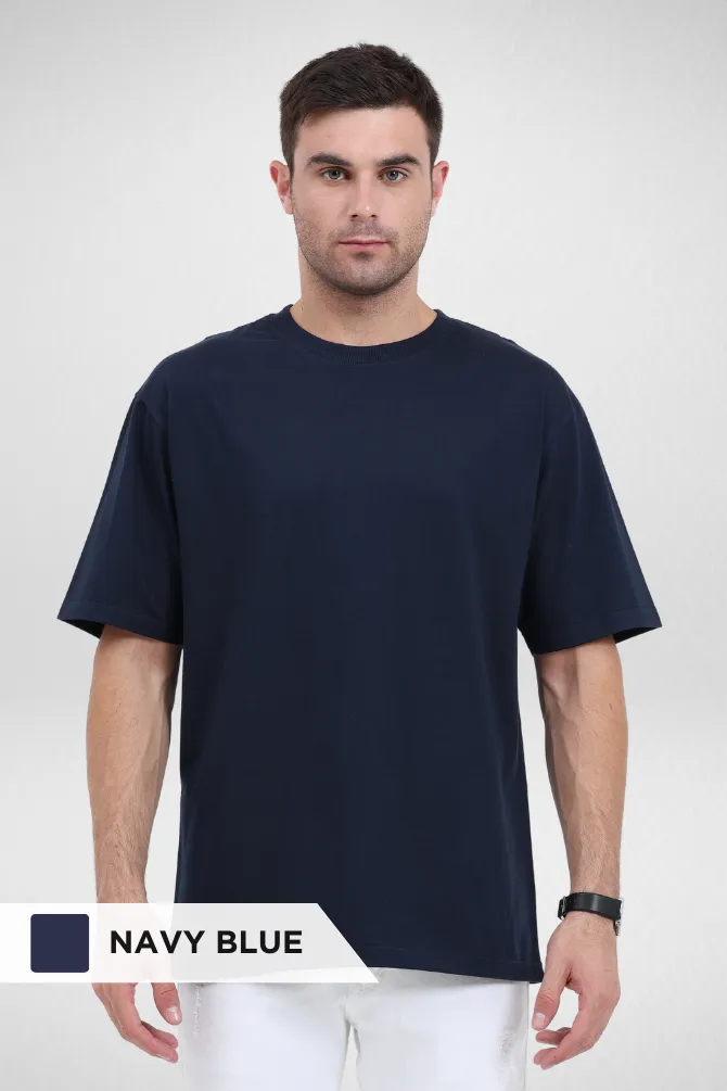 Navy Blue and Lavender Oversized T-Shirts Combo for Men