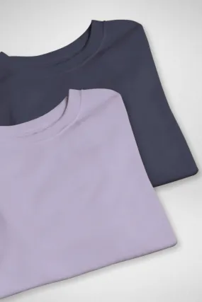 Navy Blue and Lavender Oversized T-Shirts Combo for Men