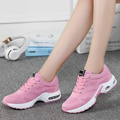 NEW Musabela Women's Air Cushion Sport Shoes Anti-Skid Breathable Mesh Running Sneakers, Light Pink, Sz 9.5
