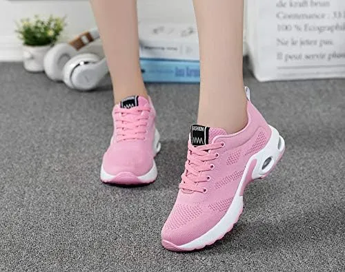 NEW Musabela Women's Air Cushion Sport Shoes Anti-Skid Breathable Mesh Running Sneakers, Light Pink, Sz 9.5