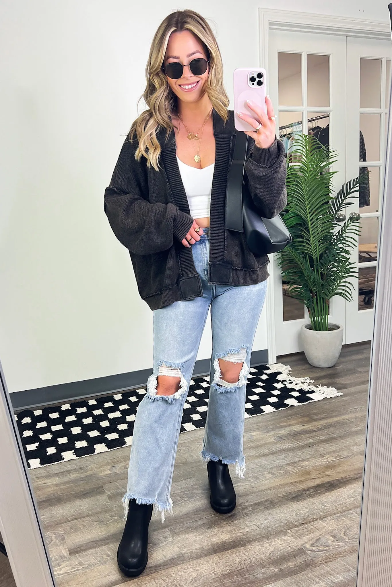 Opal Vintage Wash Patch Pocket Cardigan - FINAL SALE