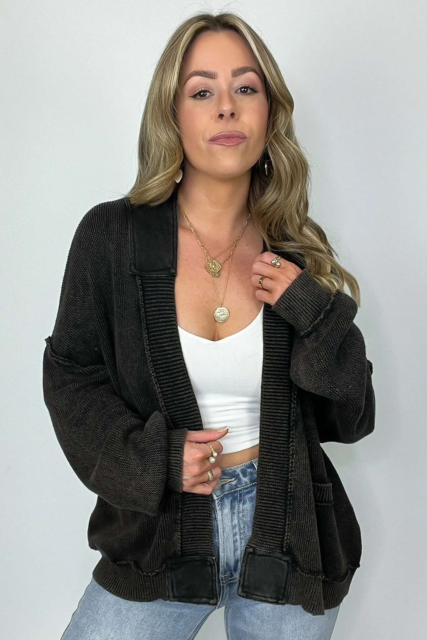 Opal Vintage Wash Patch Pocket Cardigan - FINAL SALE