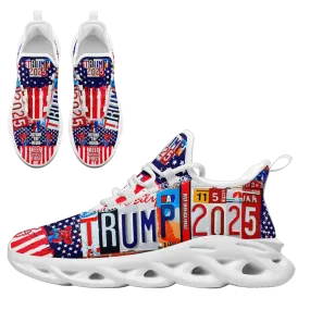 Personalized Trump 2025 Sneakers, Custom Breathable Walking Shoes, Patriotic Running Shoes