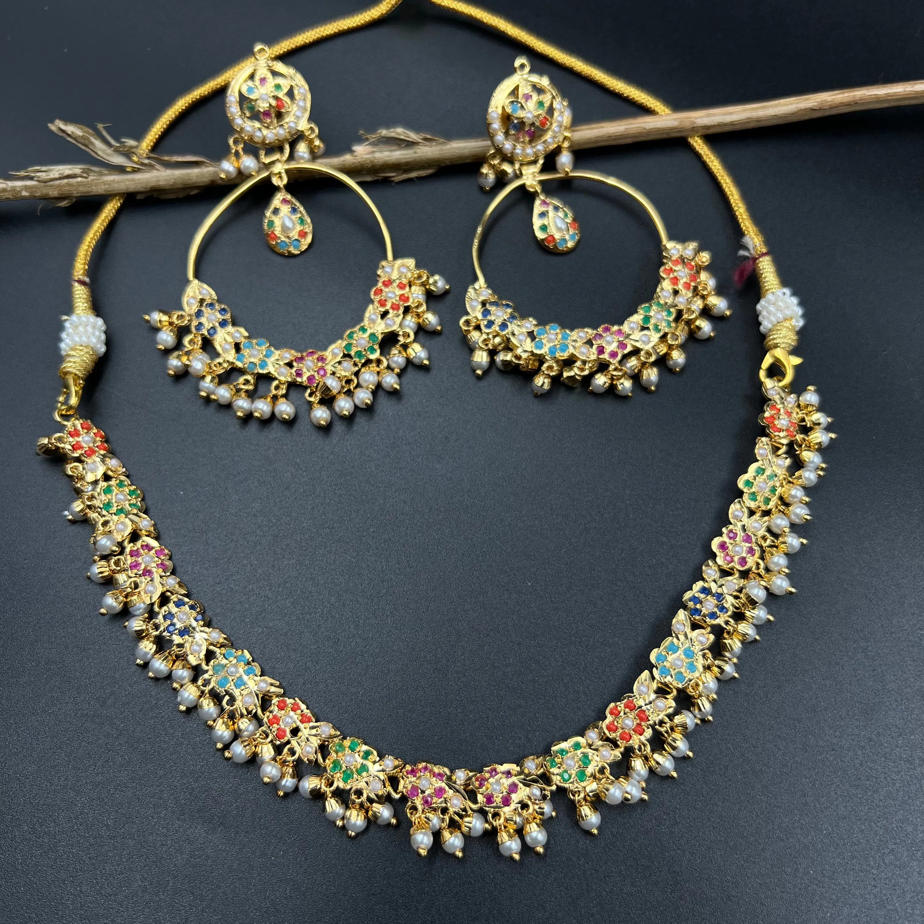 Round Neck Jadau Necklace Set 5794-73