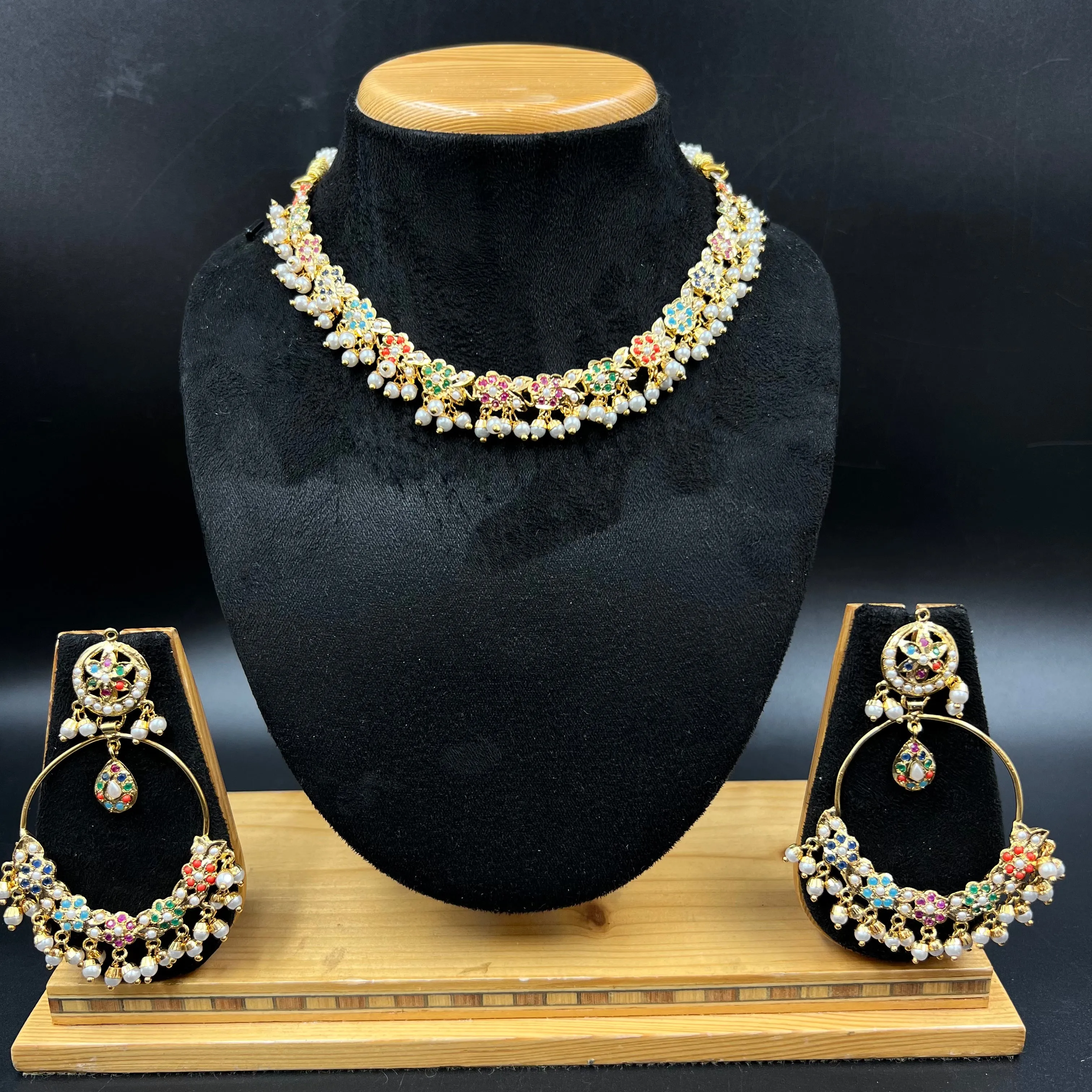 Round Neck Jadau Necklace Set 5794-73