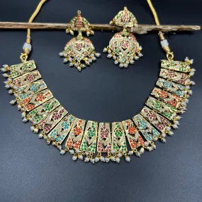 Round Neck Jadau Necklace Set 5807-73