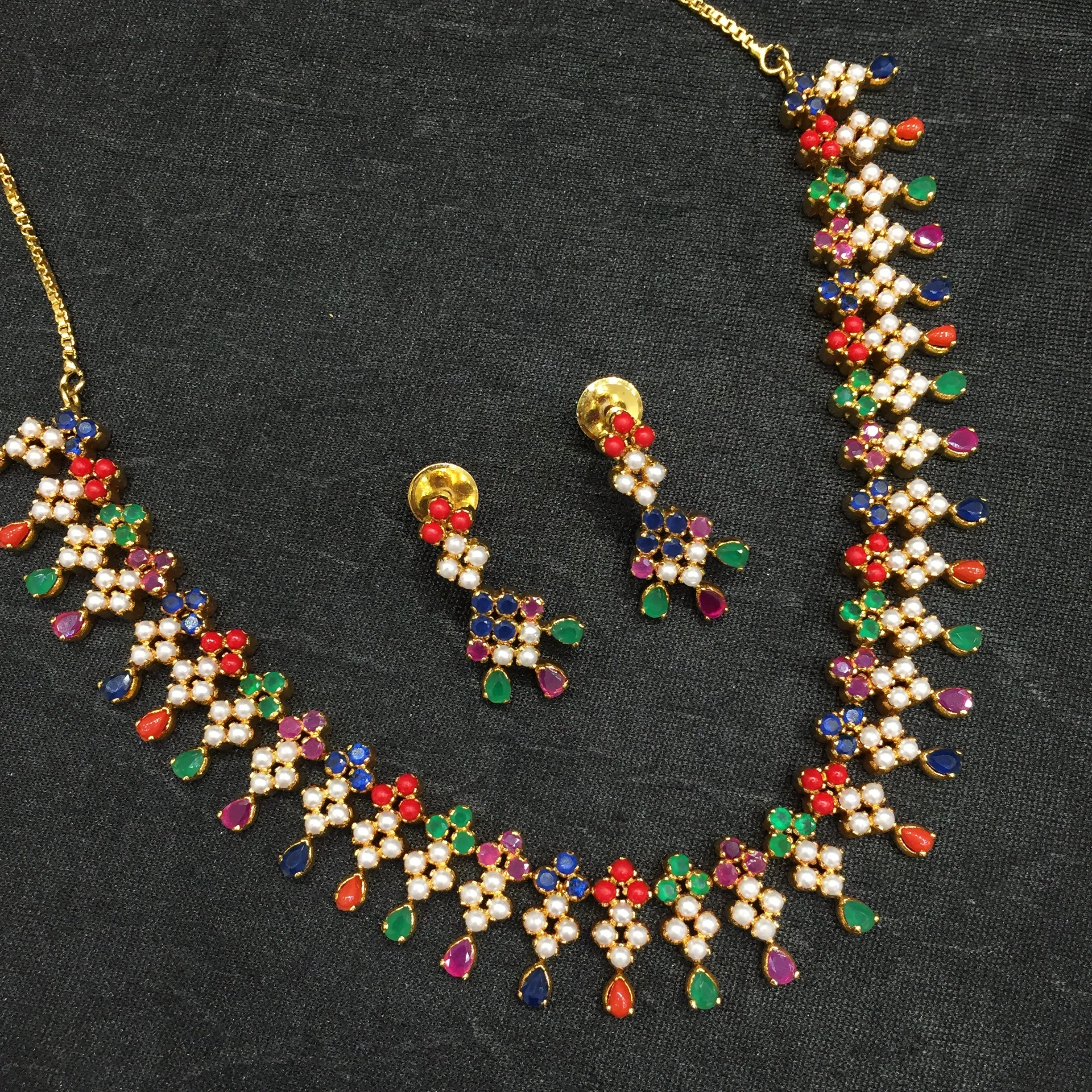 Round Neck Jadau Necklace Set 5988-65