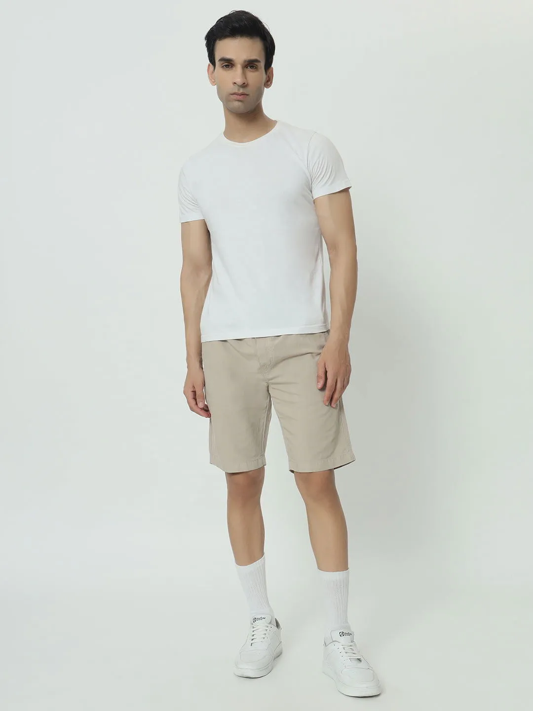 SAINTJONES-BEIGE LINEN SHORTS