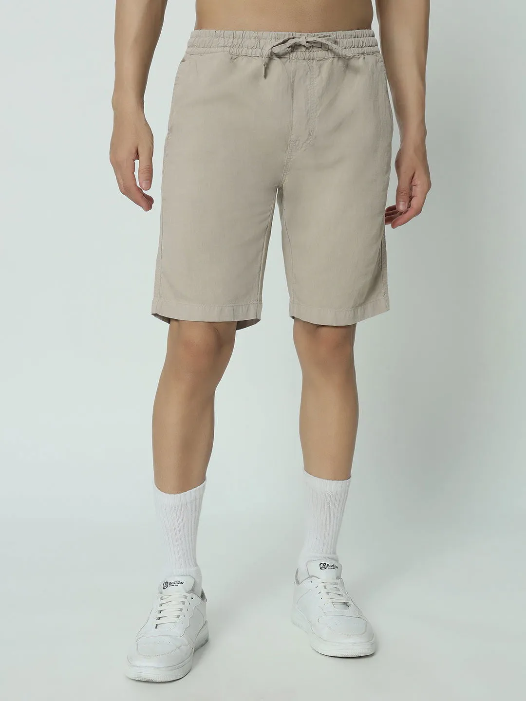 SAINTJONES-BEIGE LINEN SHORTS