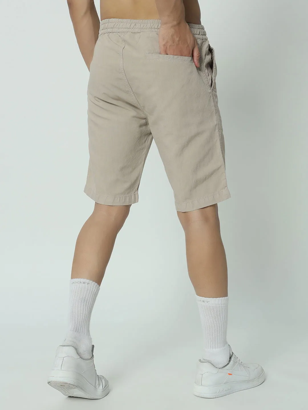 SAINTJONES-BEIGE LINEN SHORTS