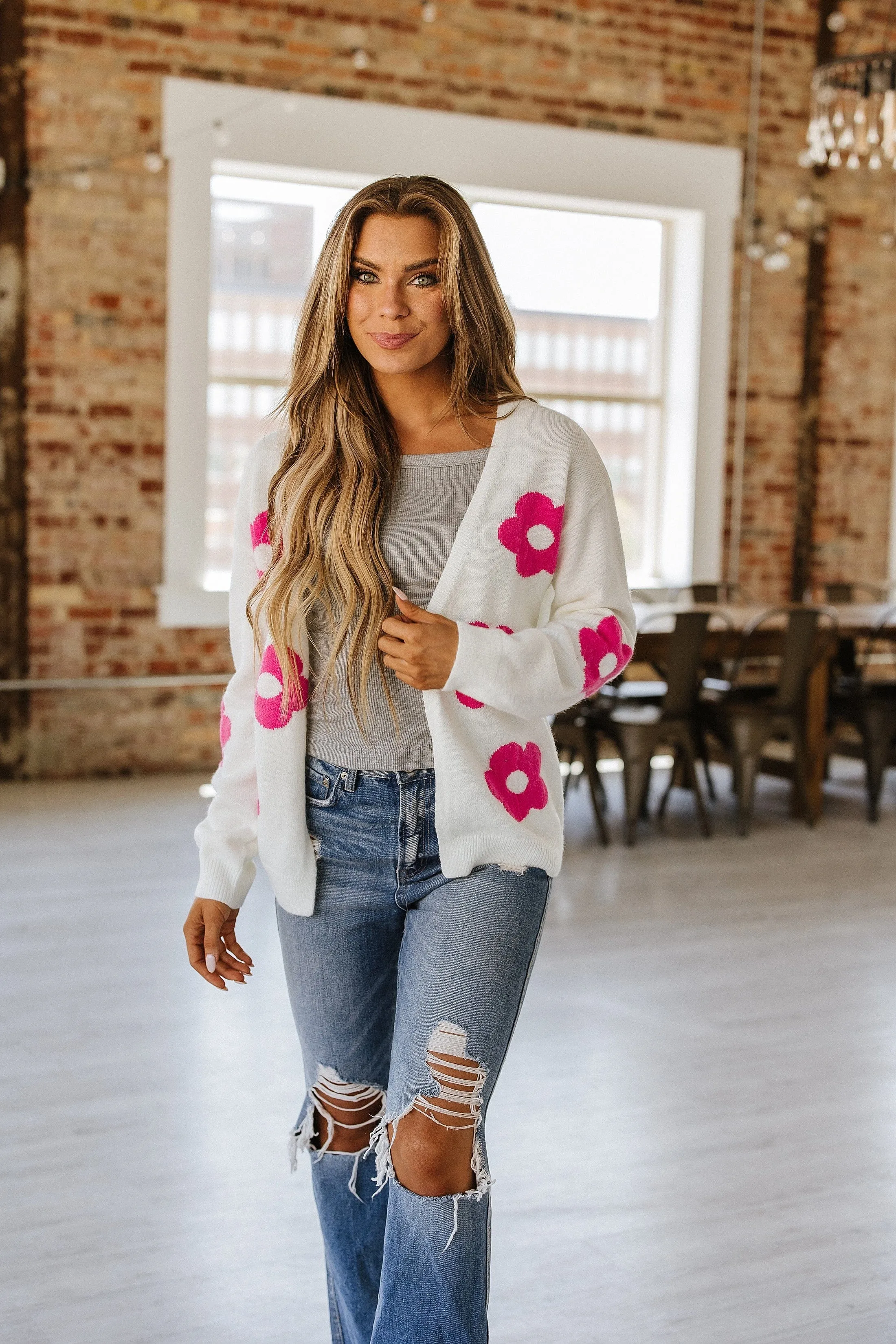 SALE - Kaylee Flower Knit Cardigan | Size Small