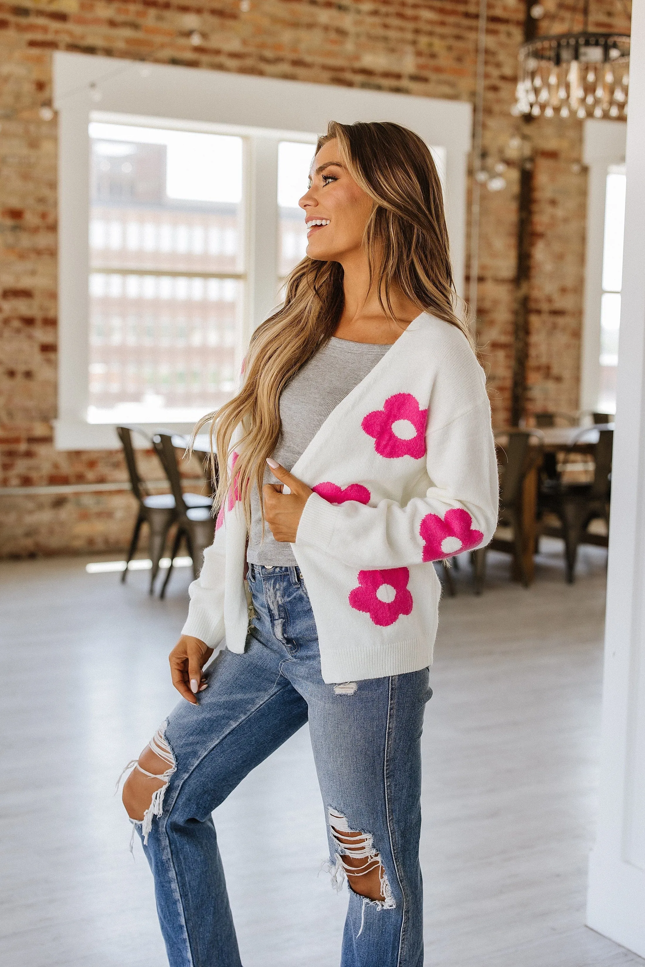 SALE - Kaylee Flower Knit Cardigan | Size Small