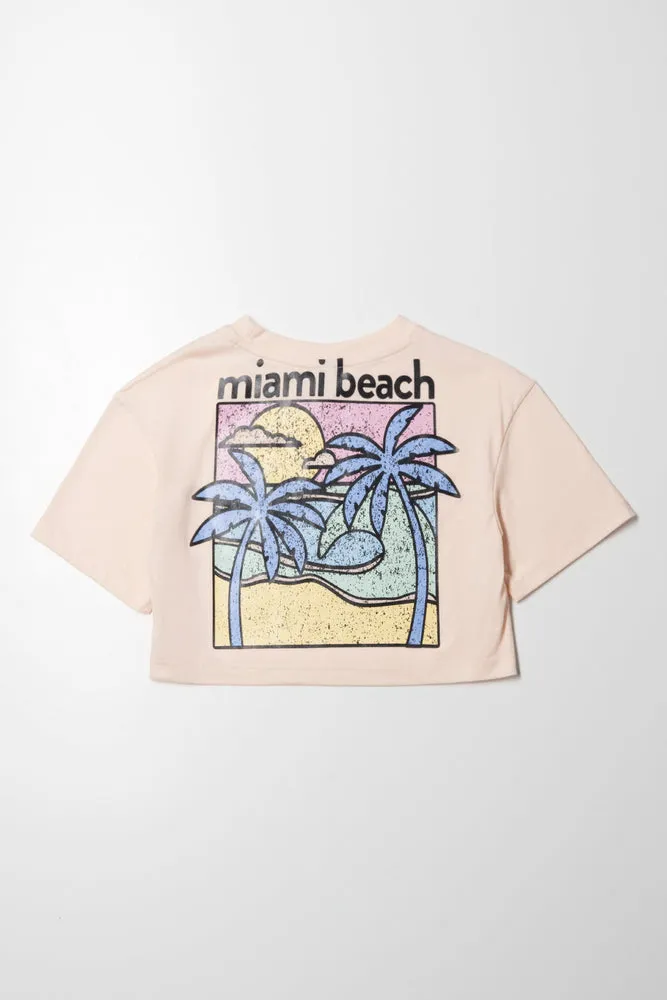 Short Sleeve Boxy T-Shirt Peach