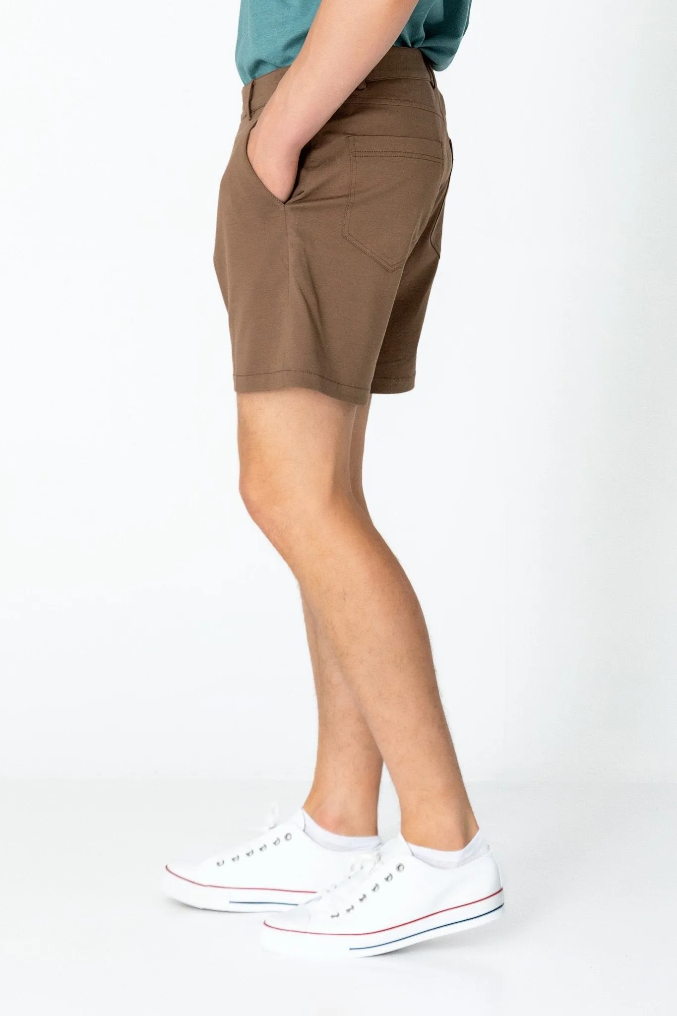Side Pocket Lightweight Shorts - Camel