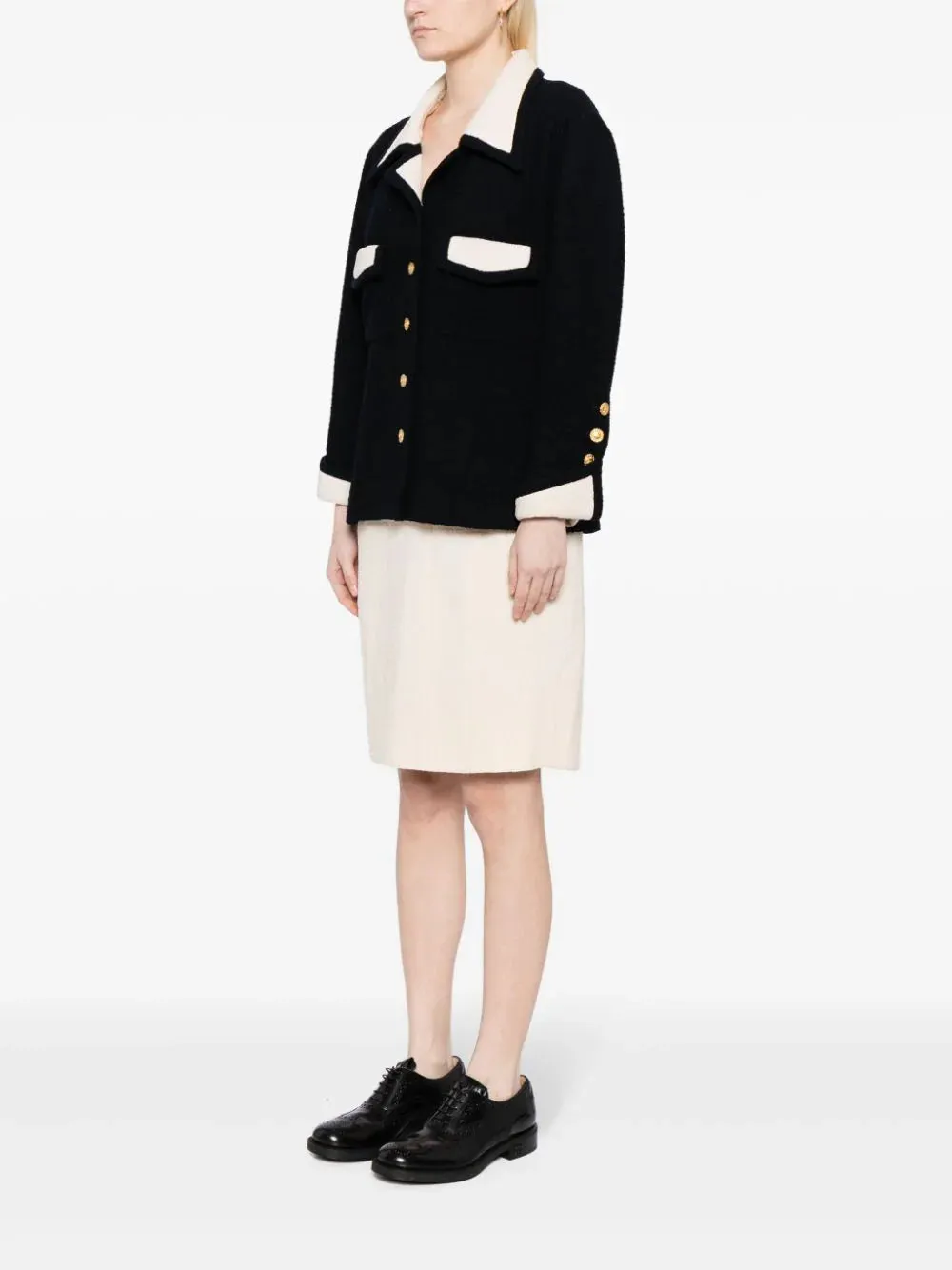 Single-Breasted Bouclé Skirt Suit