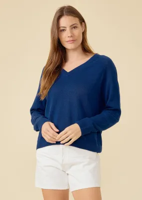 Sloane Linen Vneck - Navy