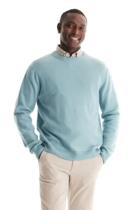 Soft Cloth Crewneck Sweater in Merino Jersey - Blue Mist