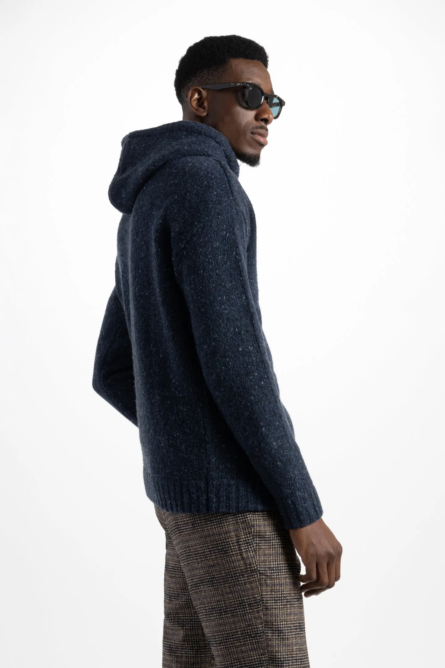 Soft Cloth Sweater Hoodie in Tweed - Fisherman