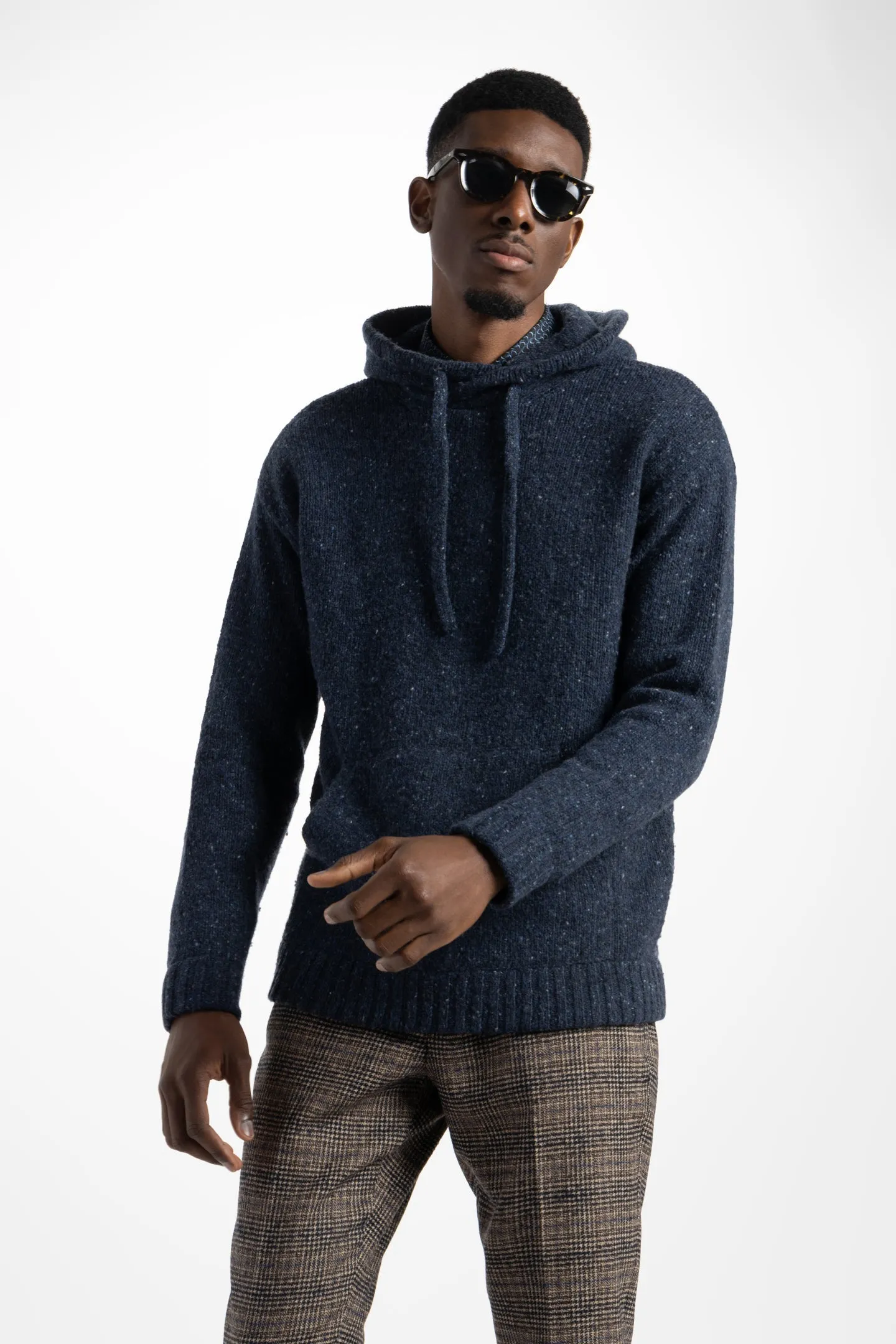 Soft Cloth Sweater Hoodie in Tweed - Fisherman