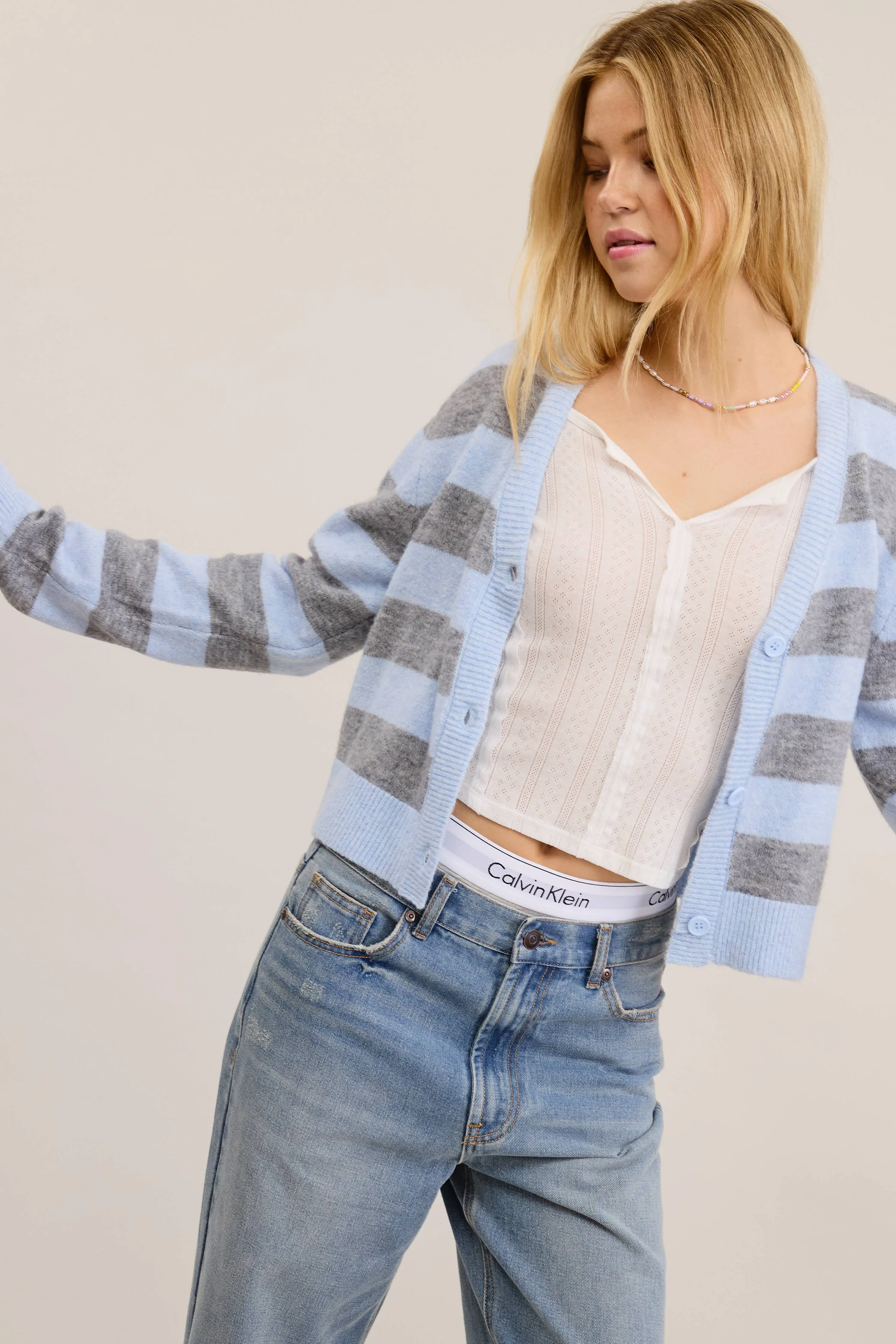 SOFT KNIT STRIPE CARDIGAN