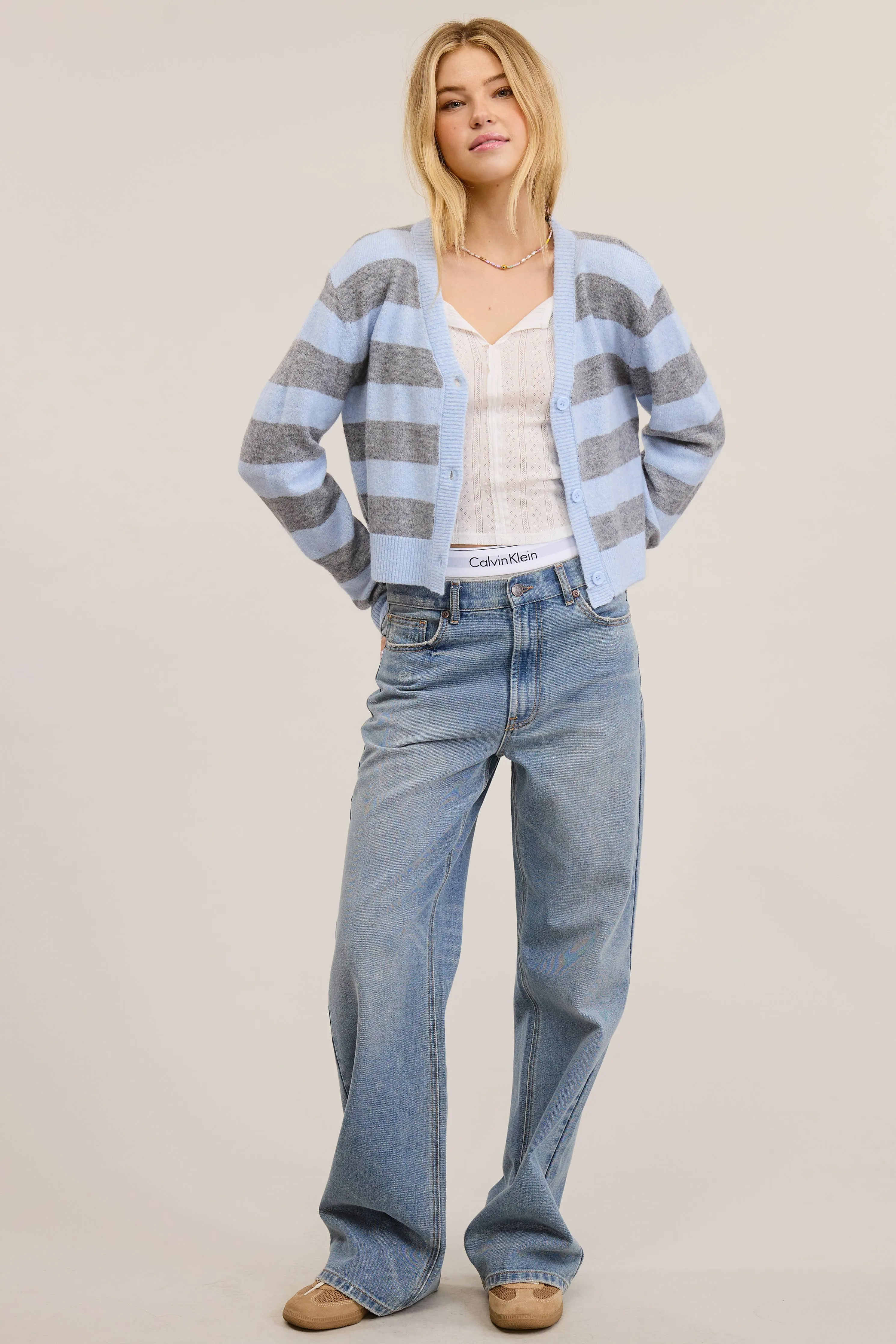 SOFT KNIT STRIPE CARDIGAN